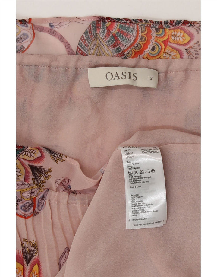Abito a trapezio senza maniche da donna Oasis UK 12 Poliestere floreale rosa medio