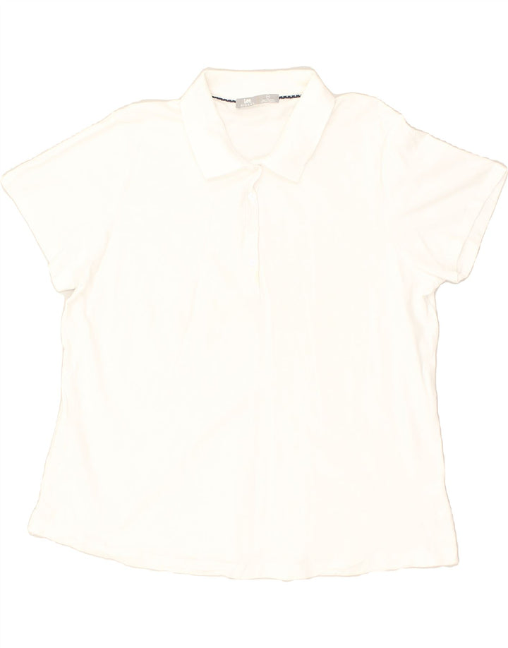 LEE Womens Riders Oversized Polo Shirt UK 18 XL White Cotton | Vintage Lee | Thrift | Second-Hand Lee | Used Clothing | Messina Hembry 