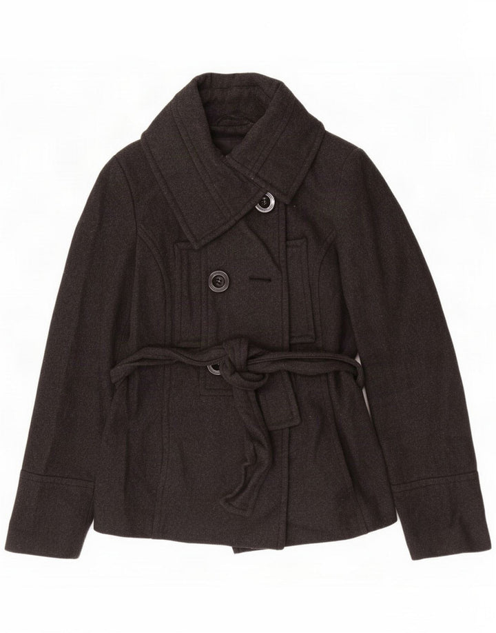 Zara Womens Pea Coat UK 10 Small Grey