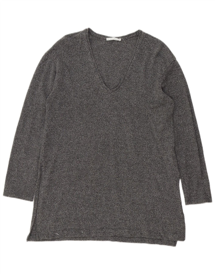 Top tunica a maniche lunghe da donna Zara UK 14 grande grigio