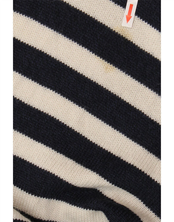 Maglione maglione girocollo da donna Cos UK 14 Lana a righe blu navy medio
