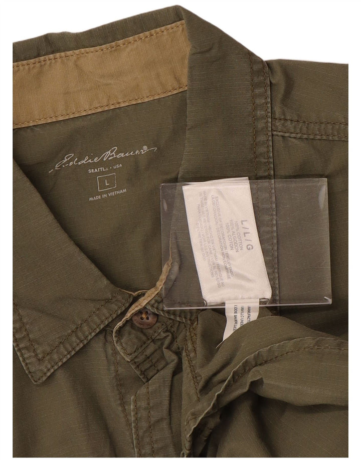 EDDIE BAUER Camicia a maniche corte da uomo grande in cotone kaki