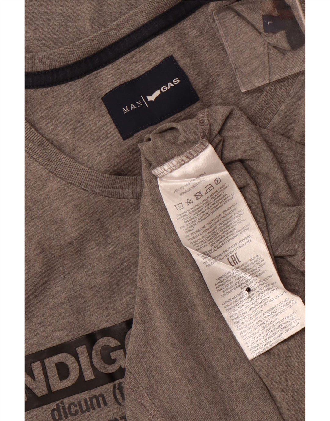 GAS Top grafico da uomo a maniche lunghe in cotone grigio grande