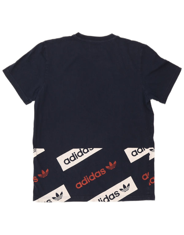 T-shirt grafica da uomo Adidas Top grande in cotone blu navy