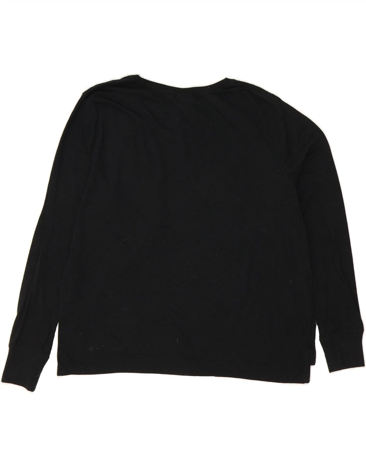 NIKE Womens Graphic Top Long Sleeve UK 14 Medium Black Polyester Vintage Nike and Second-Hand Nike from Messina Hembry 