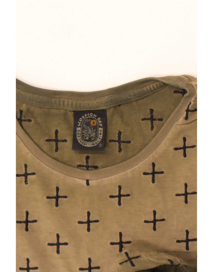 T-shirt da uomo con motivo astratto Scorpion Bay, cotone medio kaki