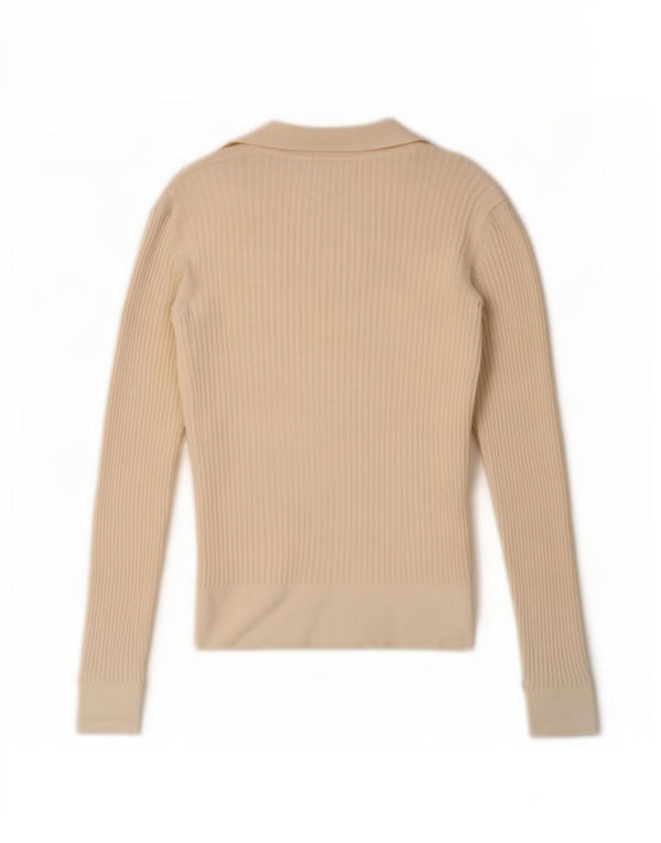 Maglione maglione collo alto da donna Marks & Spencer UK 10 piccolo bianco sporco