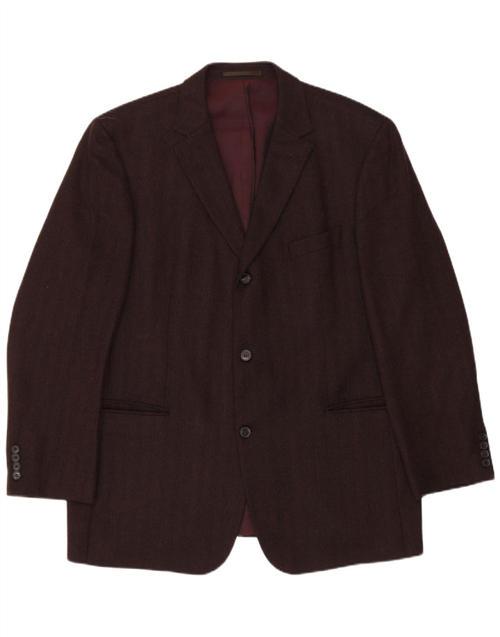 Giacca blazer da uomo a 3 bottoni Hugo Boss EU 51 grande spina di pesce marrone