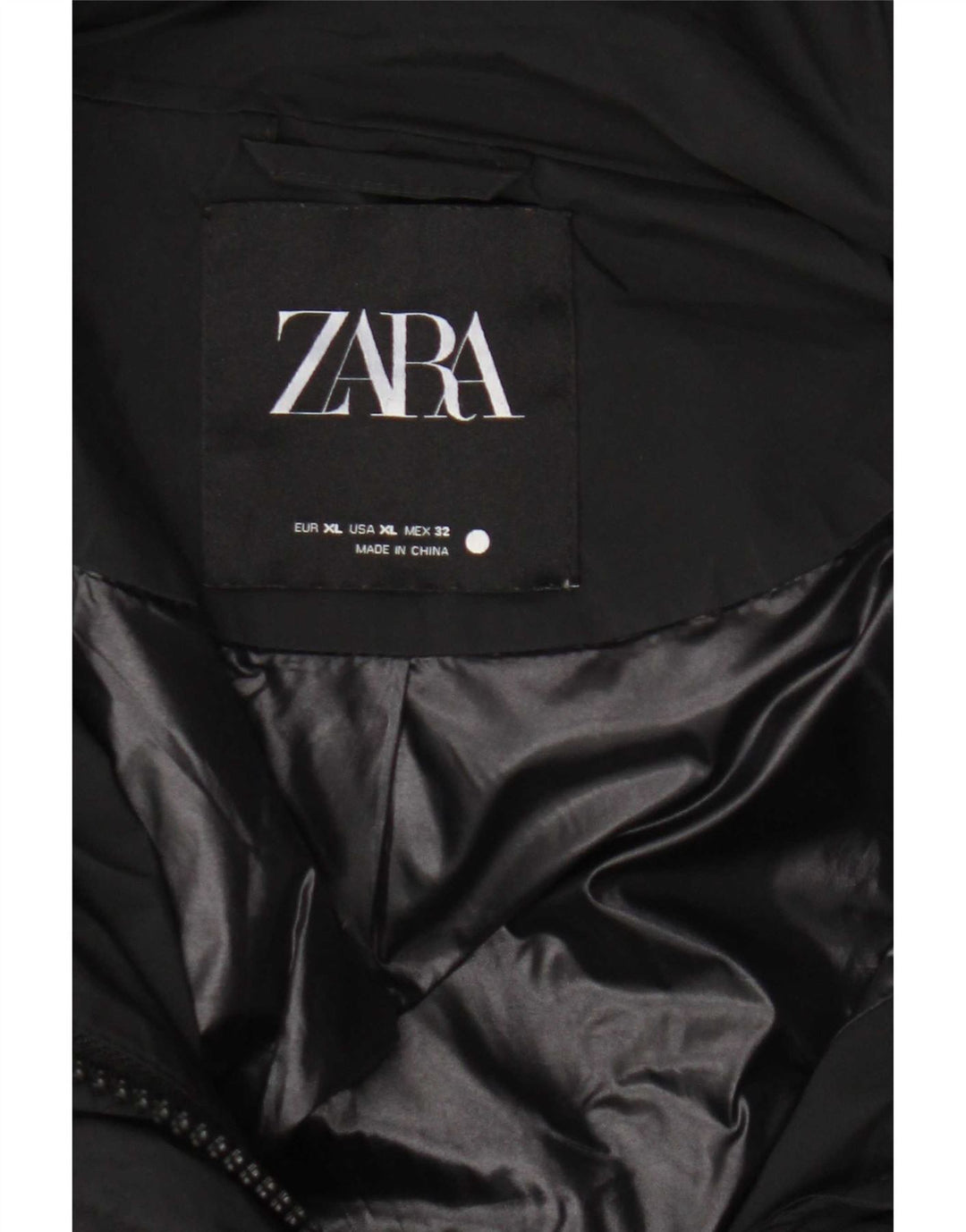 Giacca imbottita oversize con cappuccio da donna Zara UK 18 XL nera