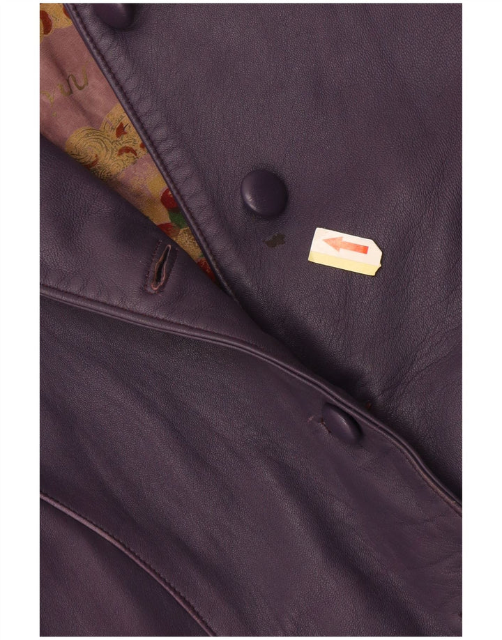 Giacca in pelle corta da donna vintage UK 10 piccola viola