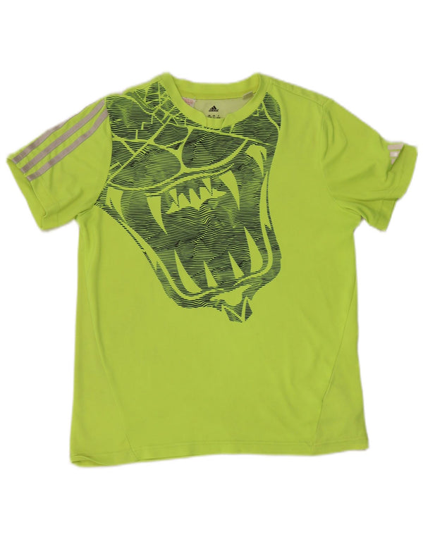 T-shirt grafica Adidas da ragazzo Climalite 13-14 anni XL verde poliestere