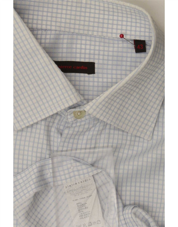Camicia in flanella da uomo Pierre Cardin taglia 43 XL cotone a quadri bianchi