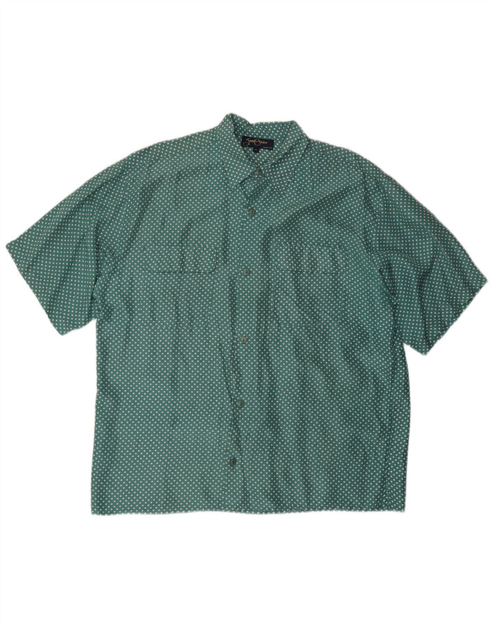 Camicia a maniche corte da uomo VINTAGE XL in seta maculata verde