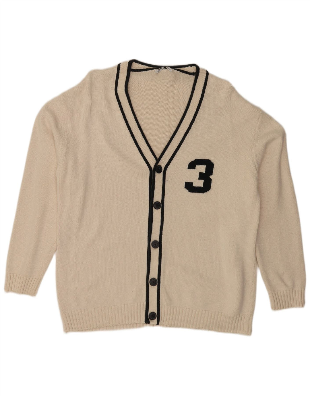 Maglione cardigan grafico da uomo Zara XL bianco