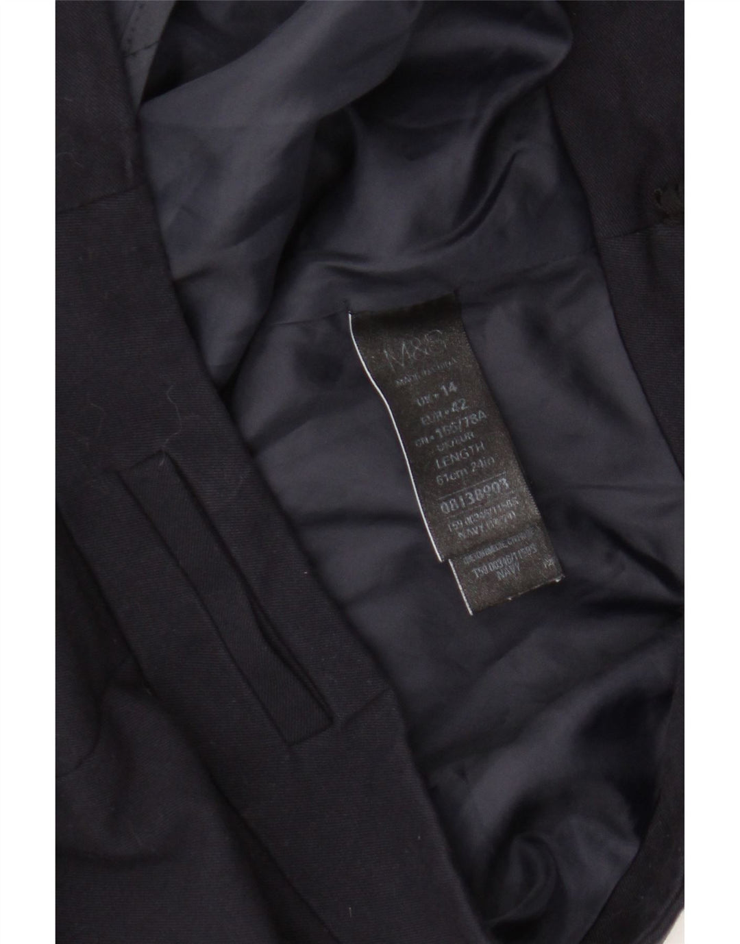 Gonna a tubino da donna Marks & Spencer UK 14 Large W34 poliestere blu navy