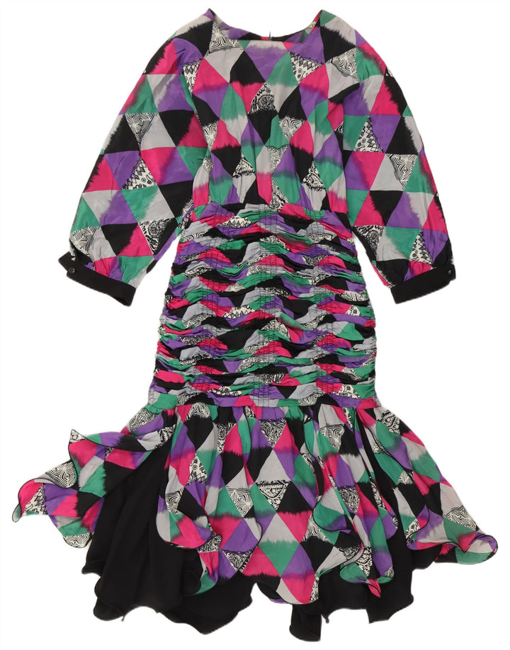Abito vintage a sirena da donna IT 42 medio multicolore geometrico