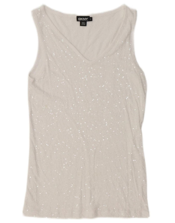 DKNY Womens Sleeveless Blouse Top UK 10 Small White