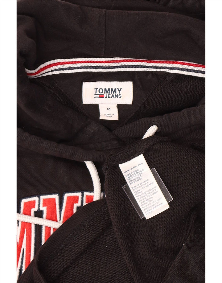 TOMMY HILFIGER Womens Oversized Graphic Hoodie Jumper UK 14 Medium Black