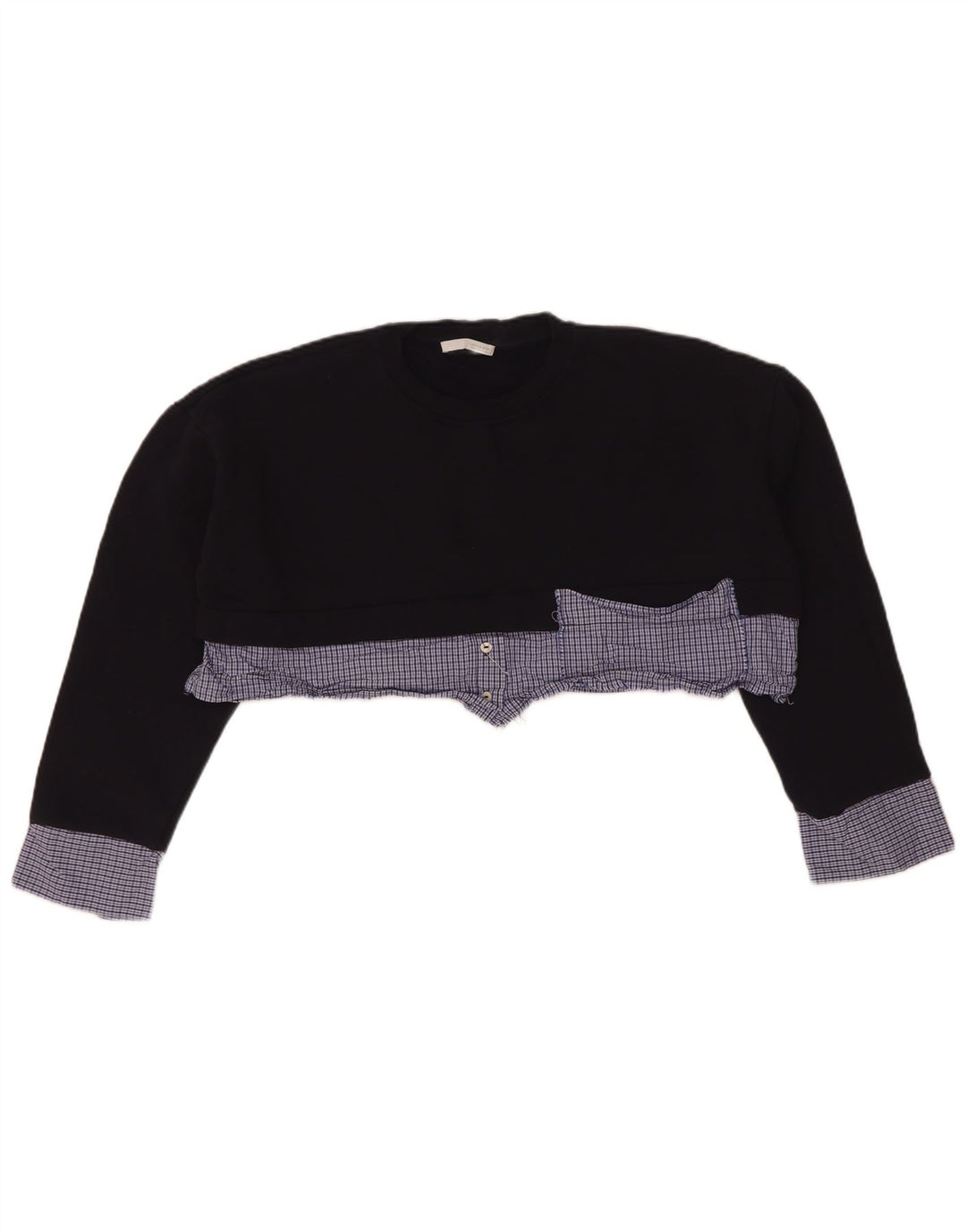Felpa corta oversize da donna Zara, maglione UK 10, piccolo check blu navy