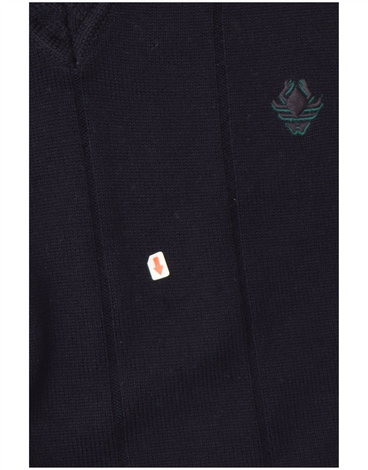 Maglione da uomo con scollo a V Il Granchio, grande, in lana blu navy