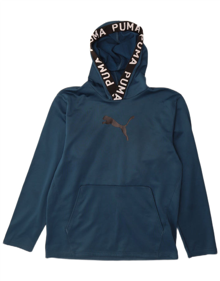 Felpa con cappuccio grafica da uomo Puma, poliestere color block medio blu navy