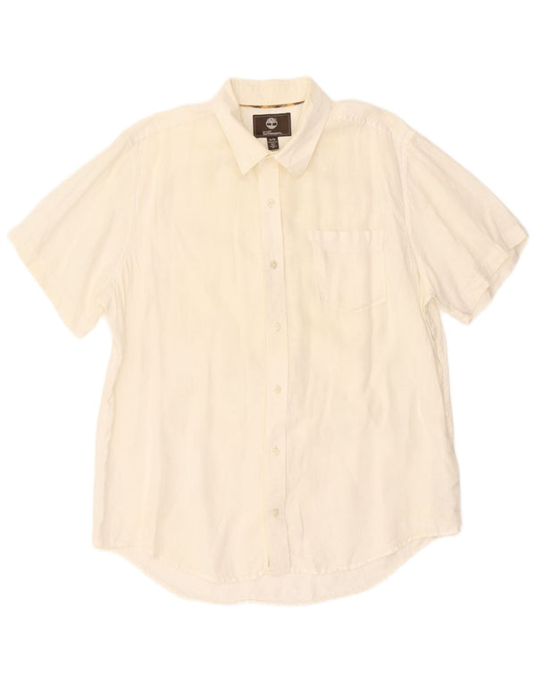 Camicia Timberland da uomo a maniche corte vestibilità regolare XL lino bianco sporco