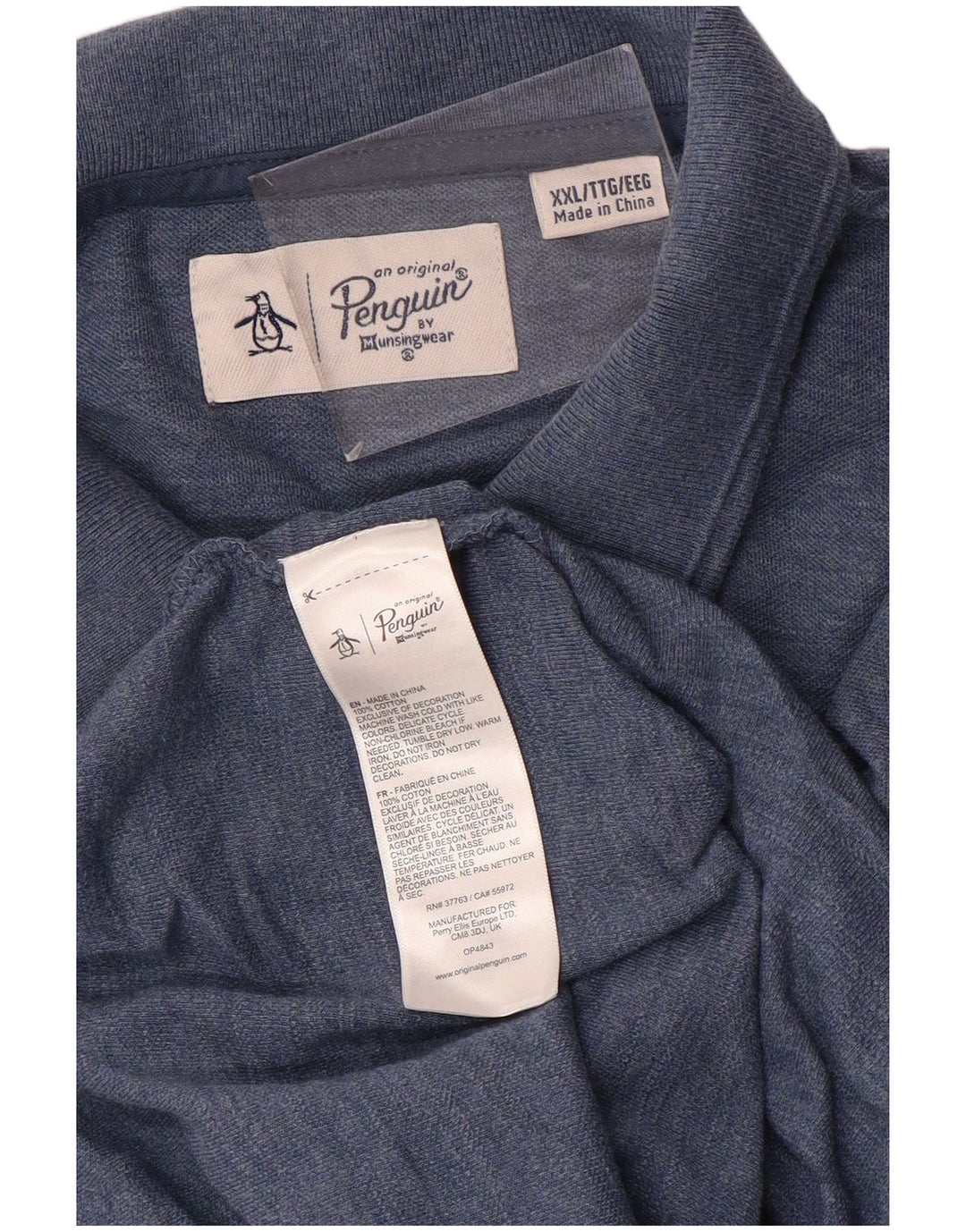 Polo da uomo PENGUIN 2XL in cotone blu