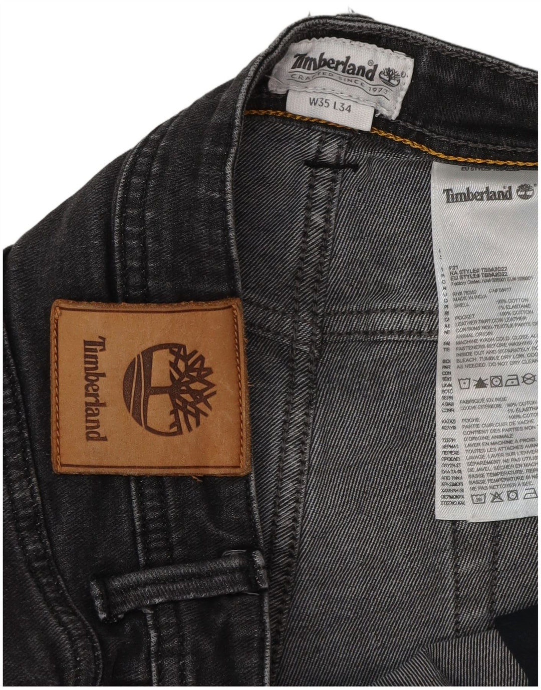 Jeans dritti da uomo Timberland W35 L29 cotone nero
