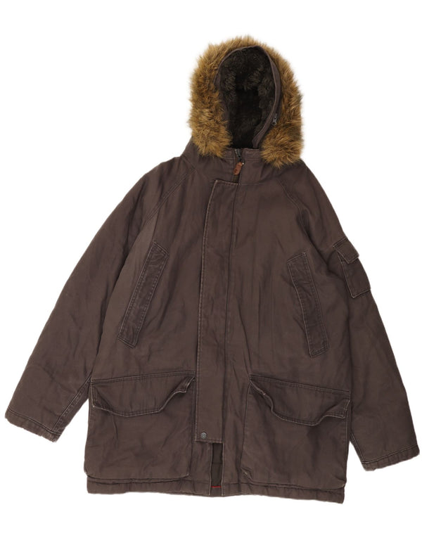 Giacca parka con cappuccio da uomo TIMBERLAND UK 40 grande cotone grigio