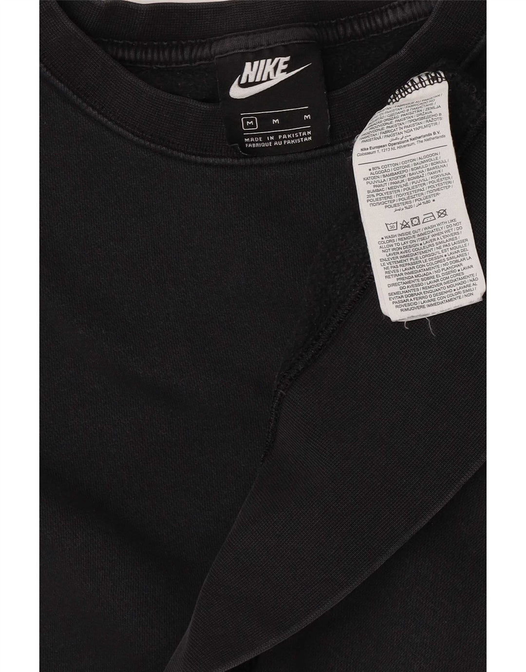 Felpa corta oversize da donna Nike, maglione UK 14, cotone nero medio