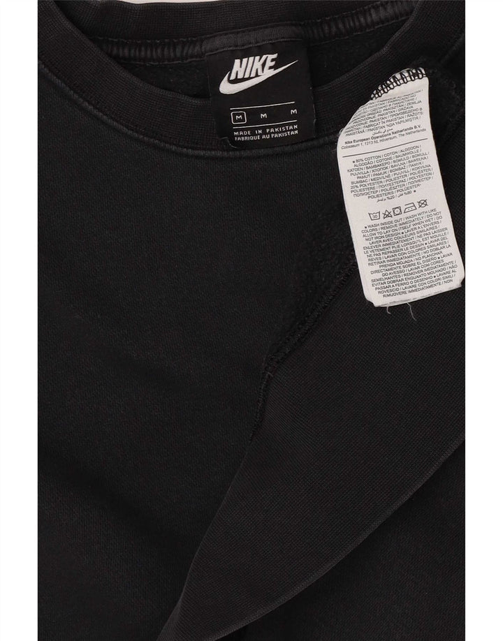 Felpa corta oversize da donna Nike, maglione UK 14, cotone nero medio