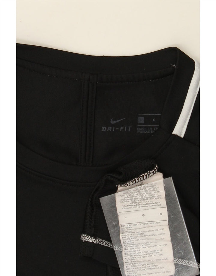 NIKE T-shirt Dri Fit da donna Top UK 16 Large Nero Colourblock Poliestere