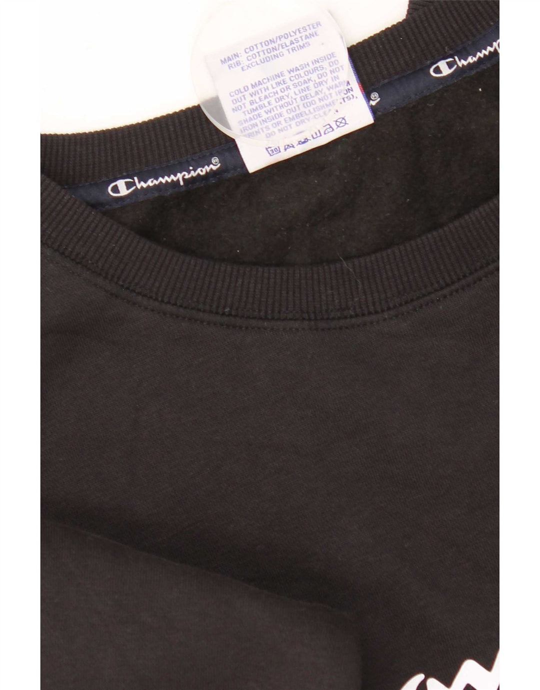 Felpa grafica da donna Champion Jumper UK 12 Medium Black Cotton