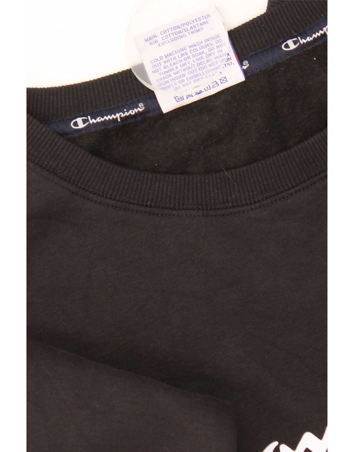 Felpa grafica da donna Champion Jumper UK 12 Medium Black Cotton
