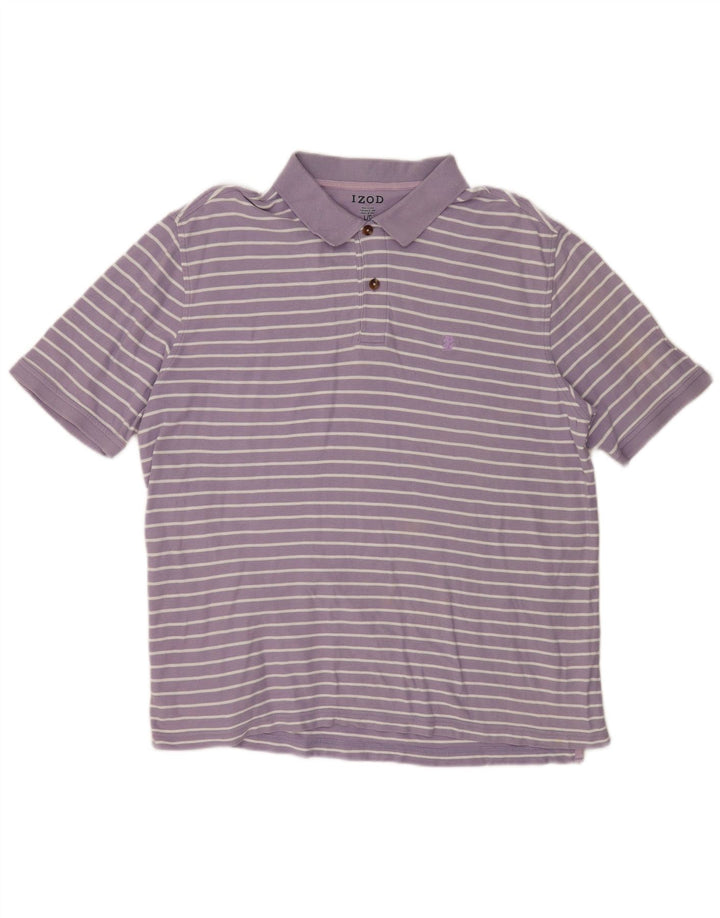 Polo da uomo Izod grande in cotone a righe viola