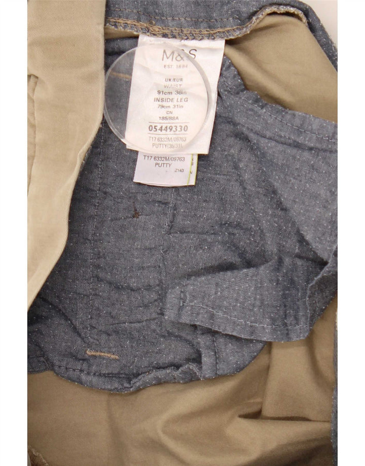 Pantaloni da abito vestibilità regolare da uomo Marks & Spencer W36 L31 cotone beige
