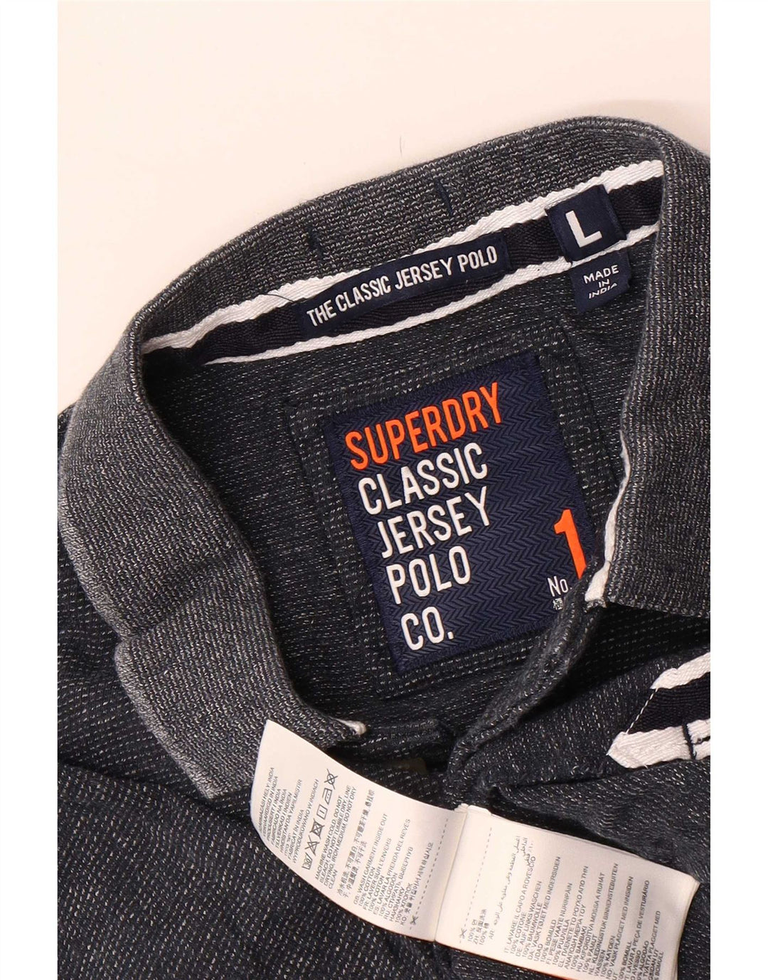 Polo da uomo Superdry Large in cotone screziato blu navy
