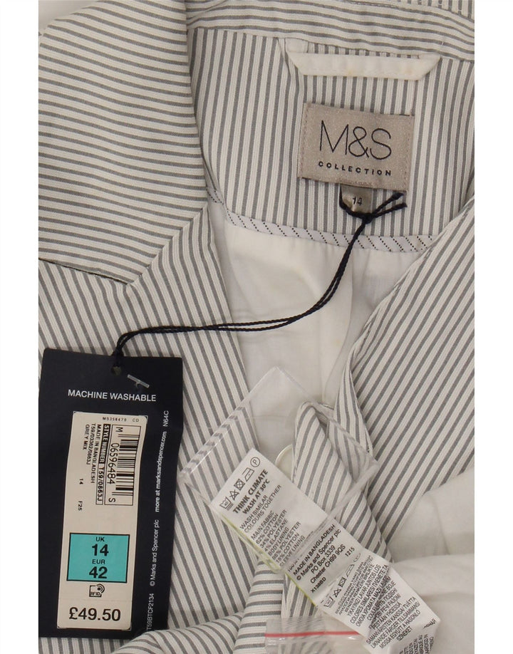 Giacca blazer a 1 bottone Marks & Spencer da donna UK 14 grande gessato grigio