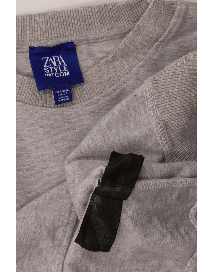 Felpa con grafica oversize da donna ZARA UK 14 grigio medio chiazzato