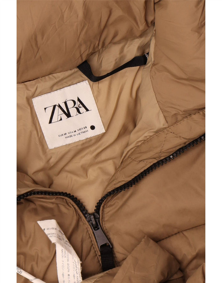 Giacca imbottita oversize con cappuccio da donna Zara UK 14 Nylon beige medio