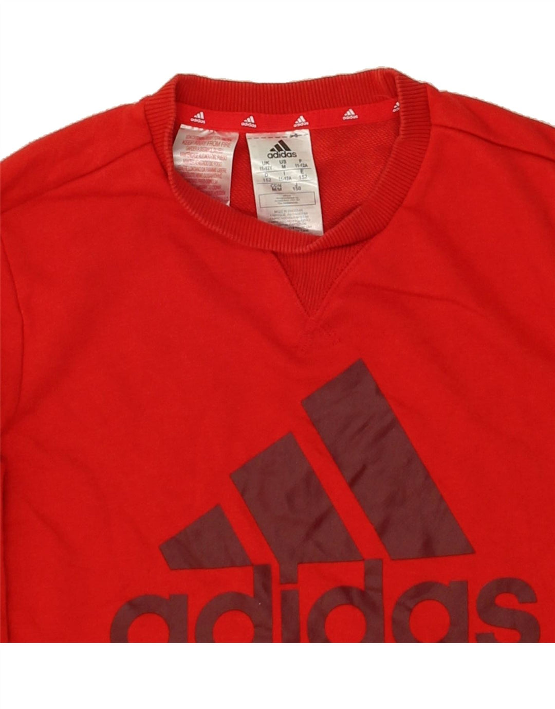 ADIDAS Boys Graphic Sweatshirt Jumper 11-12 Years Red Cotton Vintage Adidas and Second-Hand Adidas from Messina Hembry 