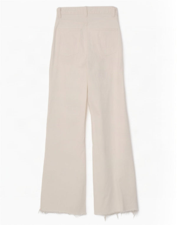 Jeans a gamba larga a vita alta da donna Zara EU 34 2XS W24 L33 cotone bianco sporco