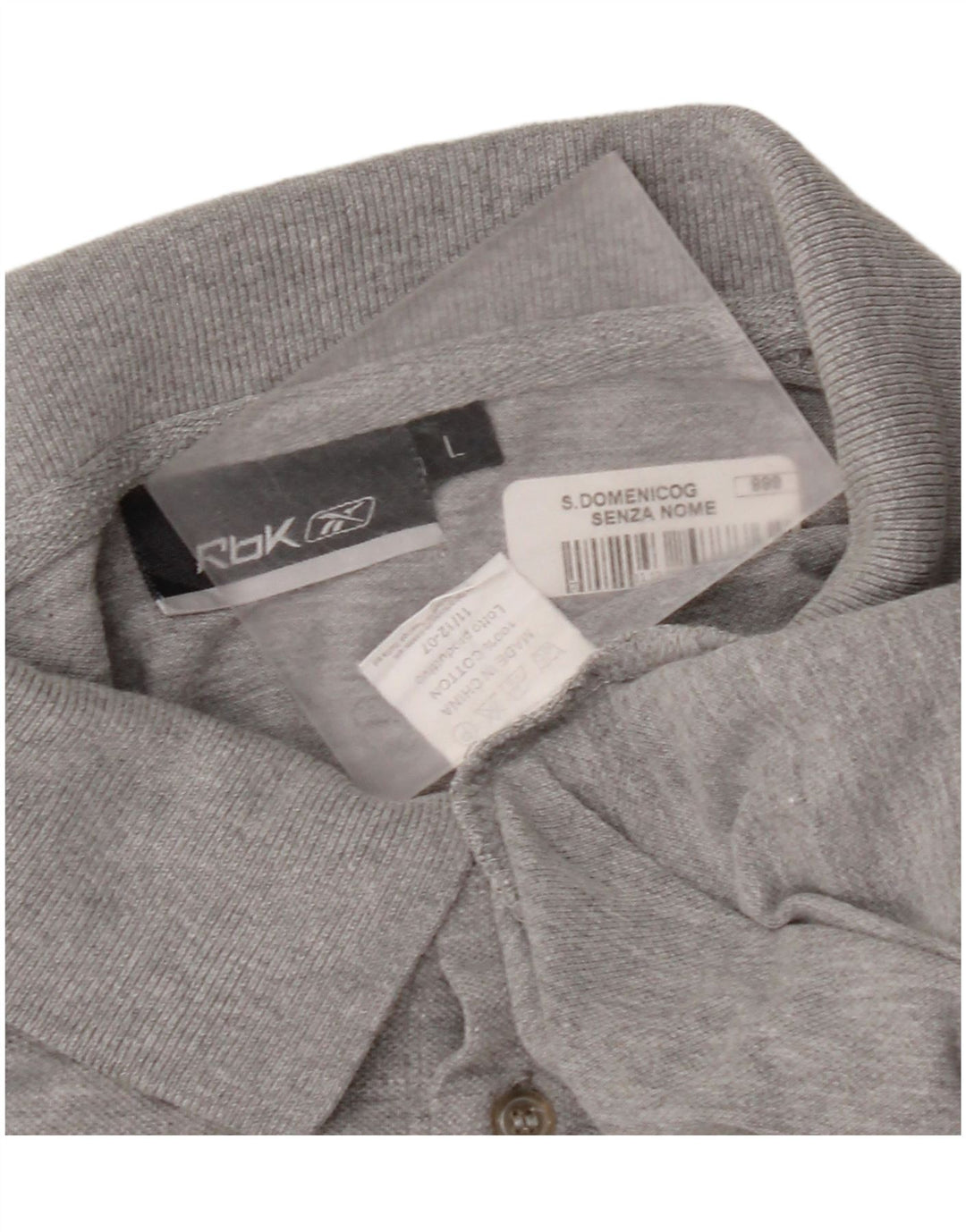 Polo Reebok da uomo grande in cotone chiazzato grigio