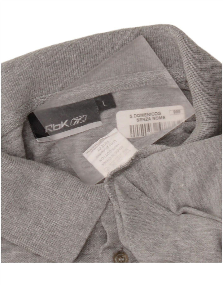 Polo Reebok da uomo grande in cotone chiazzato grigio