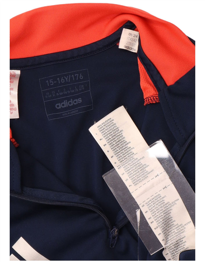 Top della tuta pullover ADIDAS da ragazzo del Manchester United 15-16 anni blu navy