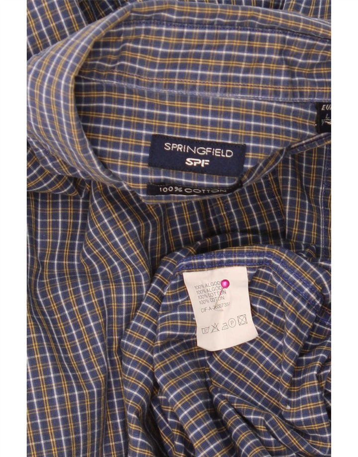 Camicia a maniche corte da uomo Springfield in cotone a quadri blu grandi