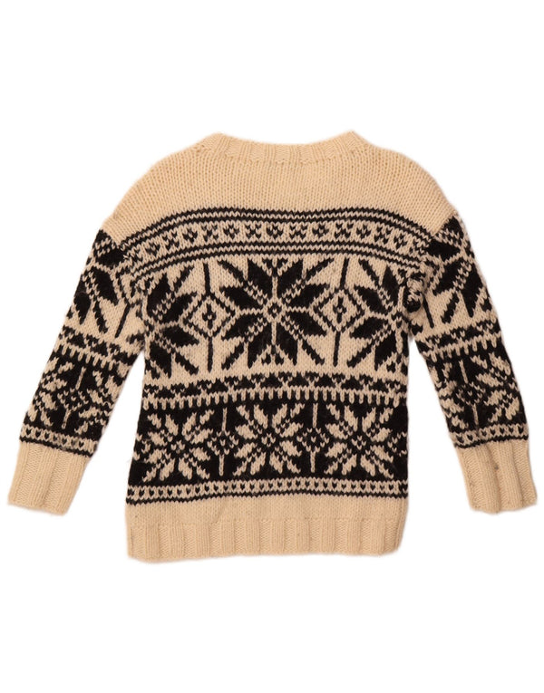 J. Crew Maglione da donna con scollo a barchetta UK 12 Medio Bianco sporco Fair Isle
