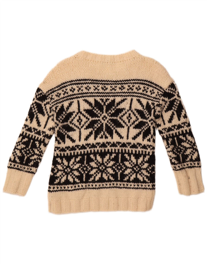 J. Crew Maglione da donna con scollo a barchetta UK 12 Medio Bianco sporco Fair Isle