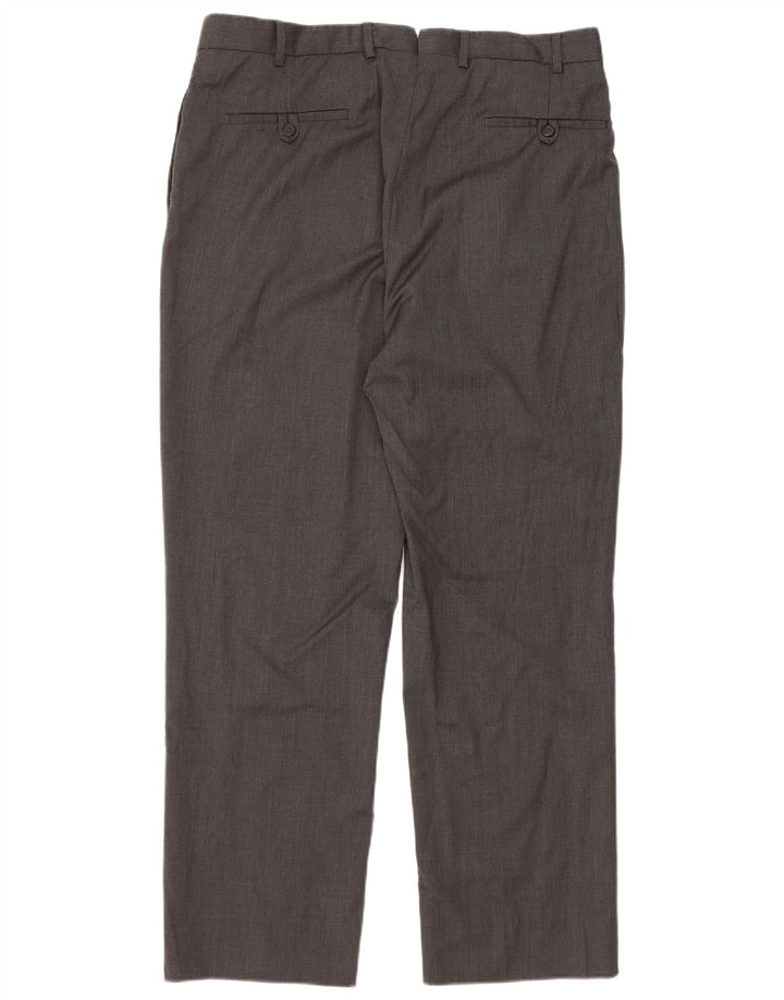 BROOKS BROTHERS Pantaloni da abito dritti da uomo W36 L30 Lana grigia