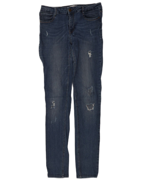 Zara Womens Trafaluc Distressed Skinny Jeans EU 42 Large W32 L32 Blue